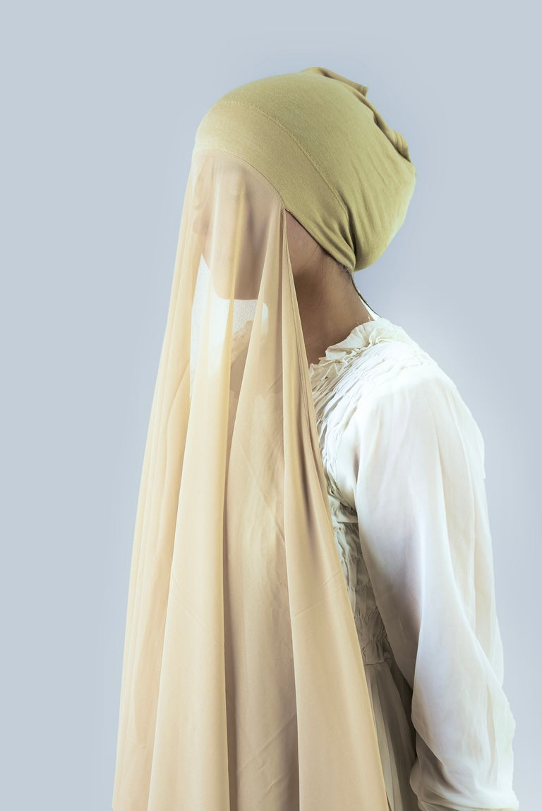 Instant Georgette Hijab with Cap - Pale Lemon